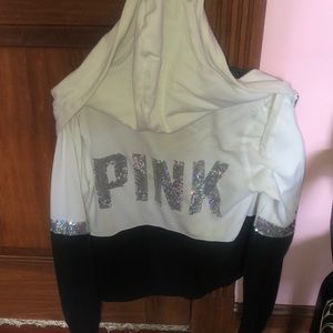 White and black with sequence  VS PINK S jacket
